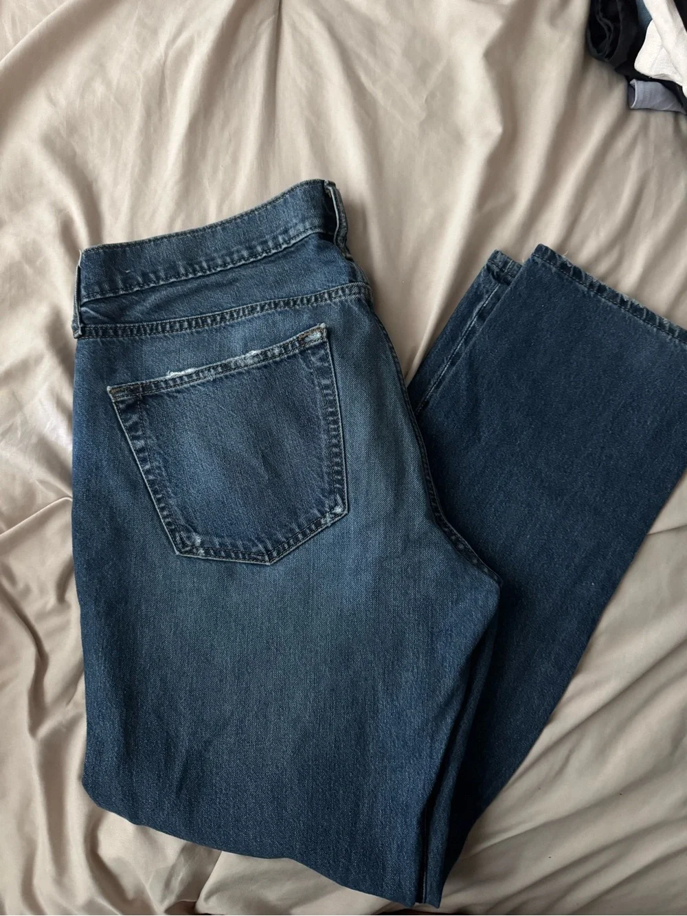 Abercrombie & Fitch Distressed Dark Blue Relaxed Jeans